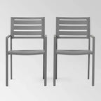 Christopher Knight Home Cape Coral Set di 2 sedie da pranzo moderne in alluminio grigio