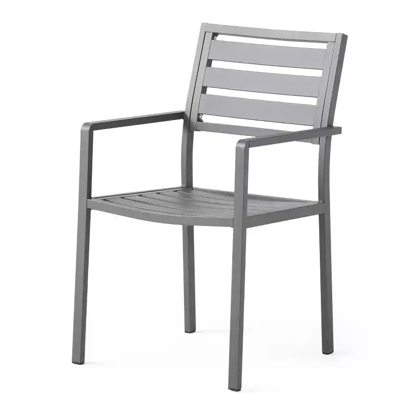 Christopher Knight Home Cape Coral Set di 2 sedie da pranzo moderne in alluminio grigio