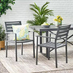 Christopher Knight Home Cape Coral Set di 2 sedie da pranzo moderne in alluminio grigio