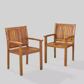 Wilson 2pk Acacia Wood Patio Dining Chair - Teak - Christopher Knight Home: Weather-Resistant, 250lb Capacity