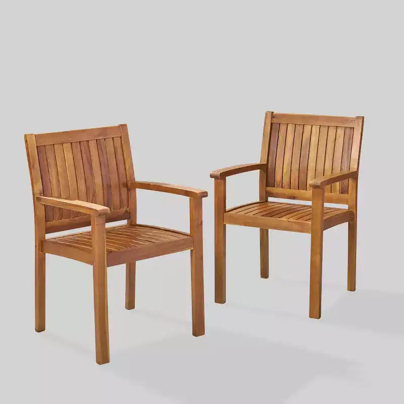 Wilson 2pk Acacia Wood Patio Dining Chair - Teak - Christopher Knight Home: Weather-Resistant, 250lb Capacity