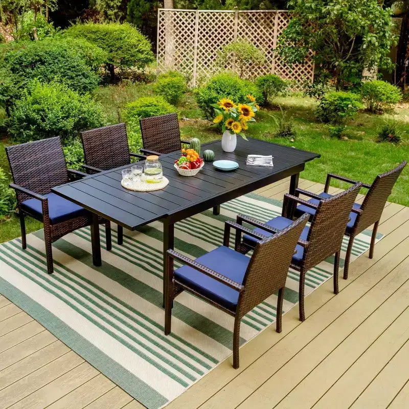 Divano in Rattan da Esterno 4 Pezzi - Marrone - Captiva Designs: Seduta da Esterno con Telaio in Acciaio Verniciato a Polvere