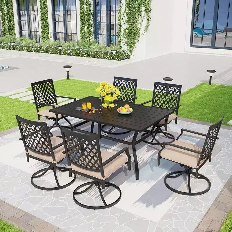Sedie a dondolo girevoli da esterno in metallo 2 pz con cuscini - Captiva Designs