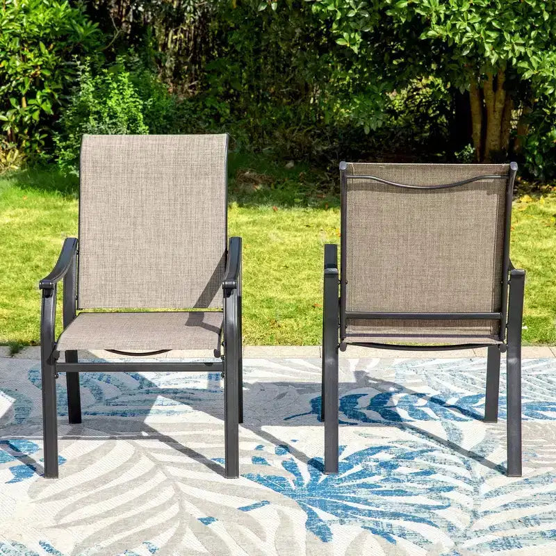 Confezione da 2 sedie a sdraio imbottite in acciaio per patio - Captiva Designs: Sedute da esterno resistenti alle intemperie, resistenti allo sbiadimento