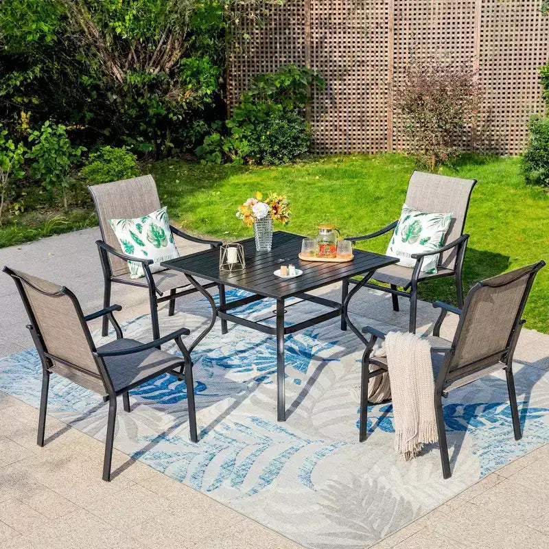 Confezione da 2 sedie a sdraio imbottite in acciaio per patio - Captiva Designs: Sedute da esterno resistenti alle intemperie, resistenti allo sbiadimento