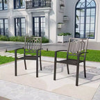 2pk Outdoor Steel Dining Arm Chairs - Captiva Designs: Weather-Resistant, Stackable