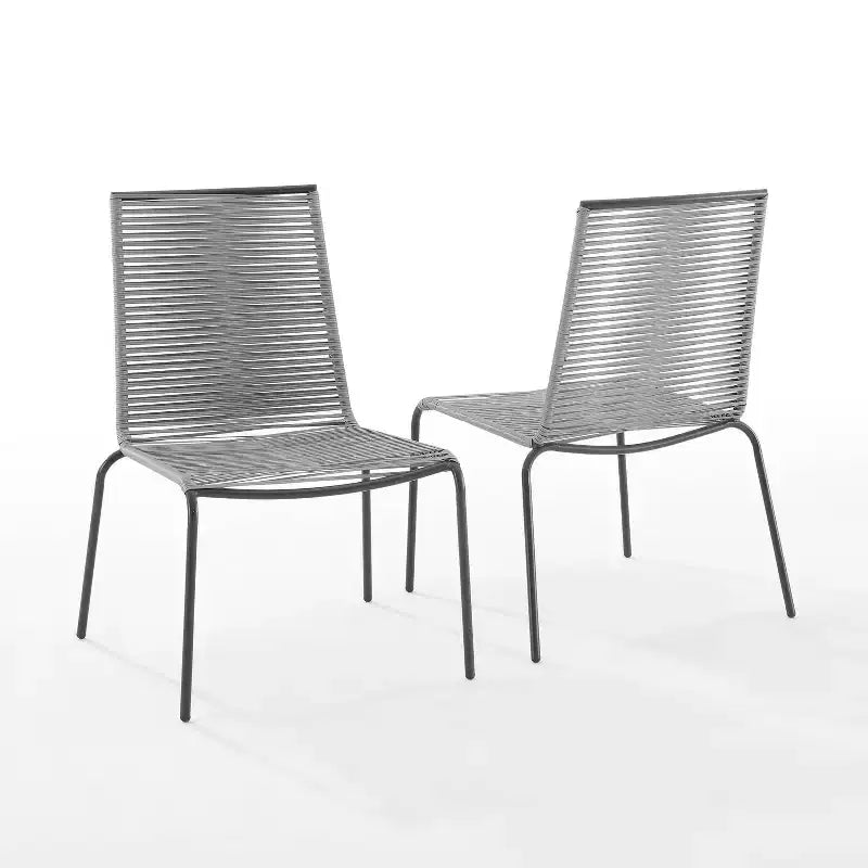 Fenton, set da 4 sedie impilabili da esterno in vimini - Grigio - Crosley: Resina, verniciate a polvere, resistenti ai raggi UV e alle intemperie, capacità 113 kg