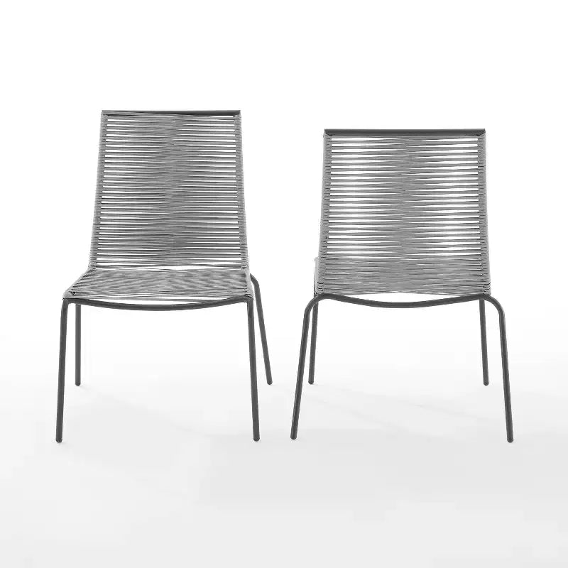 Fenton, set da 4 sedie impilabili da esterno in vimini - Grigio - Crosley: Resina, verniciate a polvere, resistenti ai raggi UV e alle intemperie, capacità 113 kg