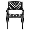 Modern Outdoor Mesh Cast Aluminum Patio Dining Chair - Black - Oakland Living: Weather-Resistant, UV-Protected