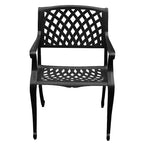 Modern Outdoor Mesh Cast Aluminum Patio Dining Chair - Black - Oakland Living: Weather-Resistant, UV-Protected