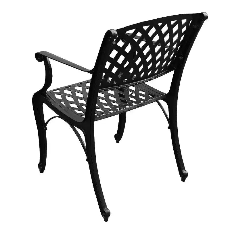 Sedia da pranzo moderna da esterno in alluminio pressofuso con rete - Nera - Oakland Living: Resistente alle intemperie, protetta dai raggi UV