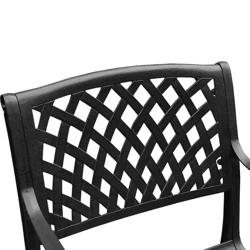 Sedia da pranzo moderna da esterno in alluminio pressofuso con rete - Nera - Oakland Living: Resistente alle intemperie, protetta dai raggi UV