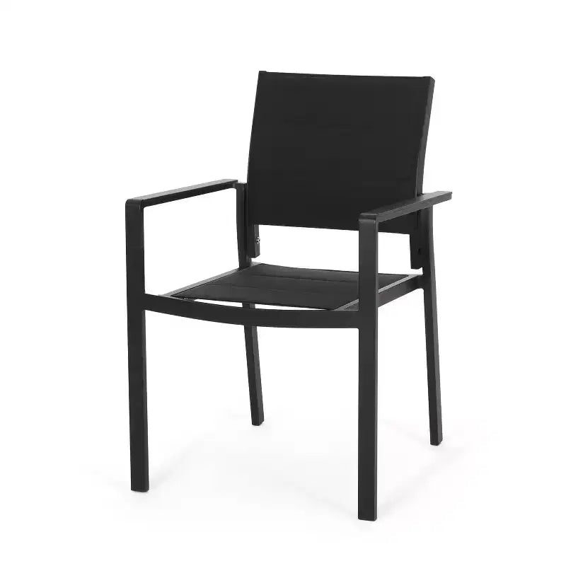 Christopher Knight Home Sedia da pranzo da esterno Wilbur a 4 pezzi in mesh e alluminio nera