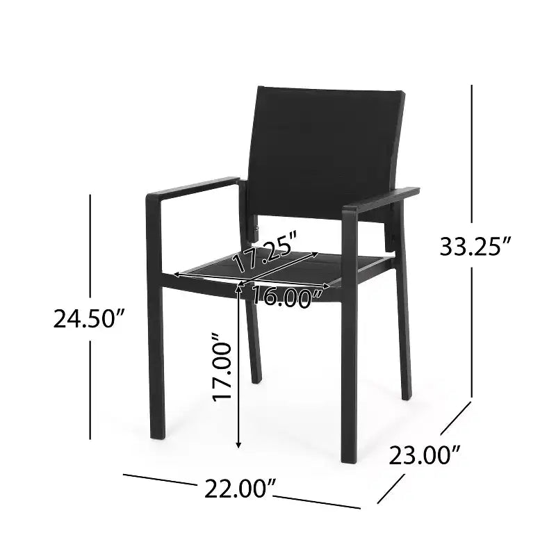 Christopher Knight Home Sedia da pranzo da esterno Wilbur a 4 pezzi in mesh e alluminio nera