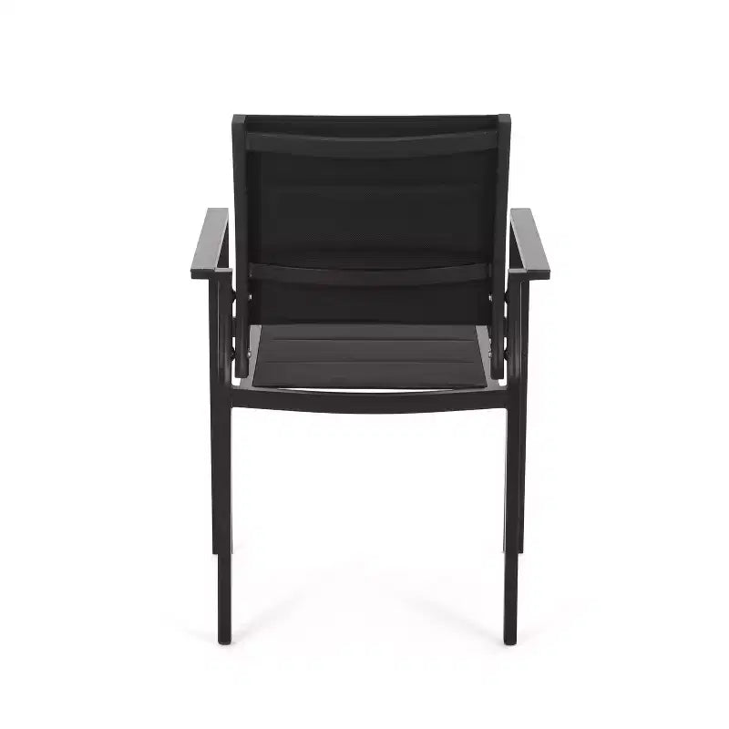 Christopher Knight Home Sedia da pranzo da esterno Wilbur a 4 pezzi in mesh e alluminio nera