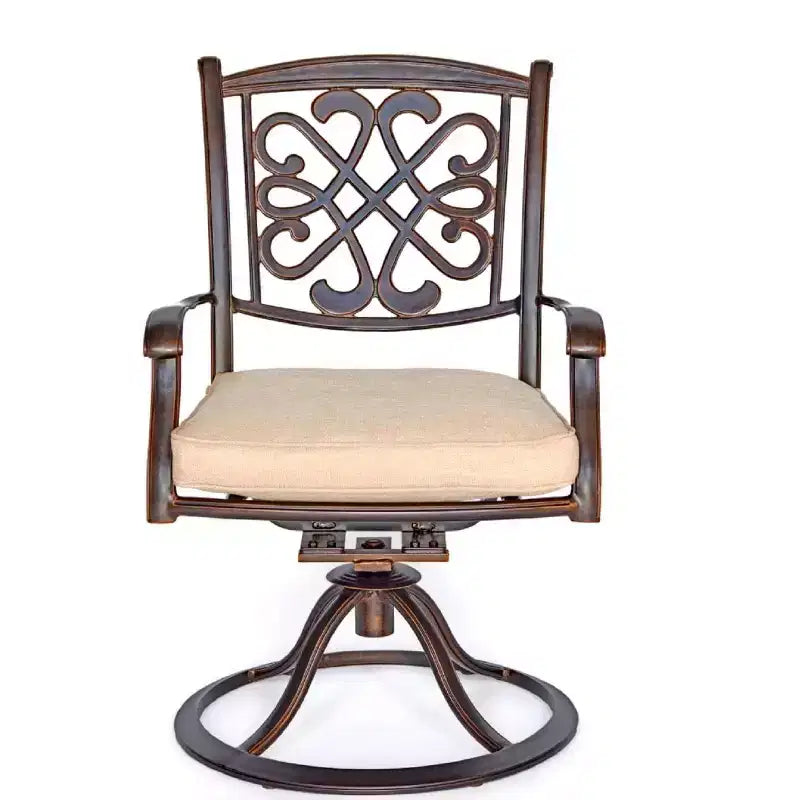 2pk Metal Patio Dining Swivel Chairs - Brown - WELLFOR