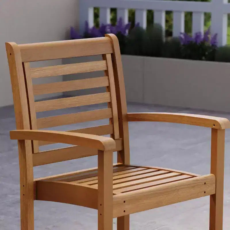 Set da 4 sedie da pranzo per esterni Amazonia Gruta con braccioli in legno finitura teak
