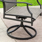 2 sedie da patio imbottite in acciaio con braccioli girevoli a 360° e seduta e schienale in tessuto a rete - Captiva Designs: Mobili da esterno resistenti alle intemperie e alla ruggine