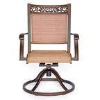 Aluminum Sling Swivel Rocker Chair - Tan - WELLFOR: Cast Aluminum, UV-Resistant, 2-Pack Patio Dining Chairs