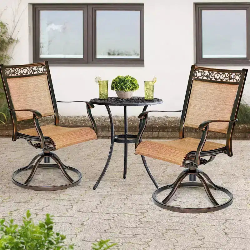 Sedia a dondolo a fionda in alluminio - Tan - WELLFOR: Alluminio pressofuso, resistente ai raggi UV, set da 2 sedie da pranzo da esterno