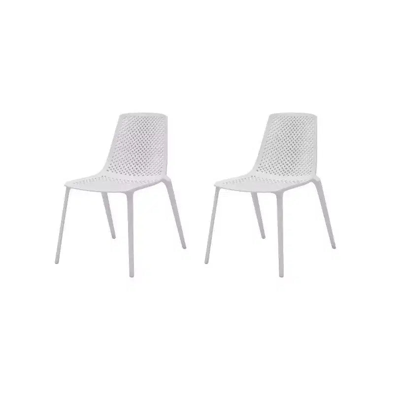 Amazonia 2pc Malaga Outdoor Patio Dining Chairs Armless Chairs White: Resin Furniture, Stackable Design