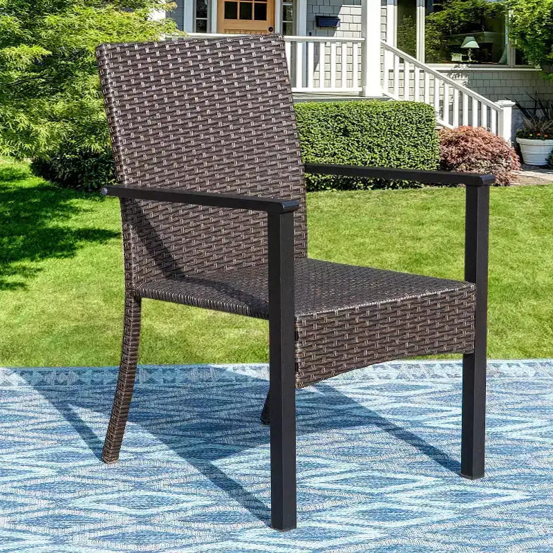 2 poltrone da esterno in vimini - Captiva Designs: telaio in acciaio verniciato a polvere, resistente alle intemperie