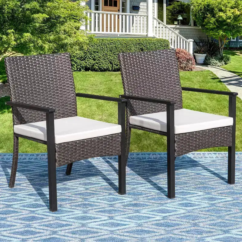 2 poltrone da esterno in vimini - Captiva Designs: telaio in acciaio verniciato a polvere, resistente alle intemperie