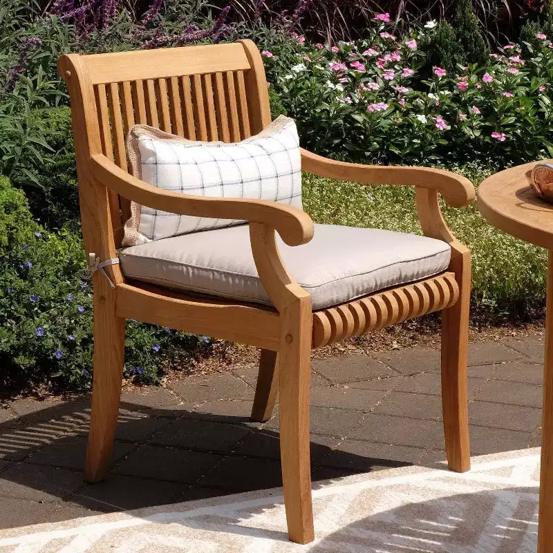 Sonoma Lane Rockport Teak Wood Outdoor Dining Chair Beige - Weather-Resistant with Foam Cushion