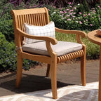 Sonoma Lane Rockport Teak Wood Outdoor Dining Chair Beige - Weather-Resistant with Foam Cushion
