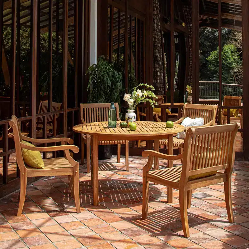 Sonoma Lane Rockport Sedia da Pranzo da Esterno in Legno Teak Beige - Resistente alle Intemperie con Cuscino in Schiuma