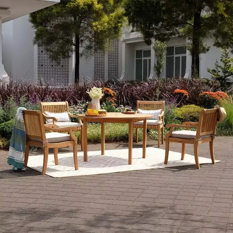 Sonoma Lane Rockport Sedia da Pranzo da Esterno in Legno Teak Beige - Resistente alle Intemperie con Cuscino in Schiuma