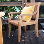 Sonoma Lane Rockport Sedia da Pranzo da Esterno in Legno Teak Beige - Resistente alle Intemperie con Cuscino in Schiuma