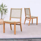 Sonoma Lane Eola 2pc Teak Outdoor Dining Chairs Honey Twist Wicker - Weather-Resistant, Armless Design