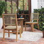 Sedie da pranzo per esterni Sonoma Lane Eola 2pz in teak, vimini Honey Twist - Resistenti agli agenti atmosferici, senza braccioli