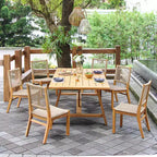 Sedie da pranzo per esterni Sonoma Lane Eola 2pz in teak, vimini Honey Twist - Resistenti agli agenti atmosferici, senza braccioli