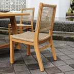 Sedie da pranzo per esterni Sonoma Lane Eola 2pz in teak, vimini Honey Twist - Resistenti agli agenti atmosferici, senza braccioli