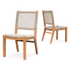 Sedie da pranzo per esterni Sonoma Lane Eola 2pz in teak, vimini Honey Twist - Resistenti agli agenti atmosferici, senza braccioli