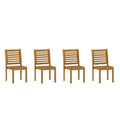 Amazonia Gruta 4pc Teak Finish Wood Outdoor Patio Dining Side Chair Set