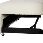 Divano componibile con letto estraibile e pouf contenitore, divano letto convertibile per soggiorno