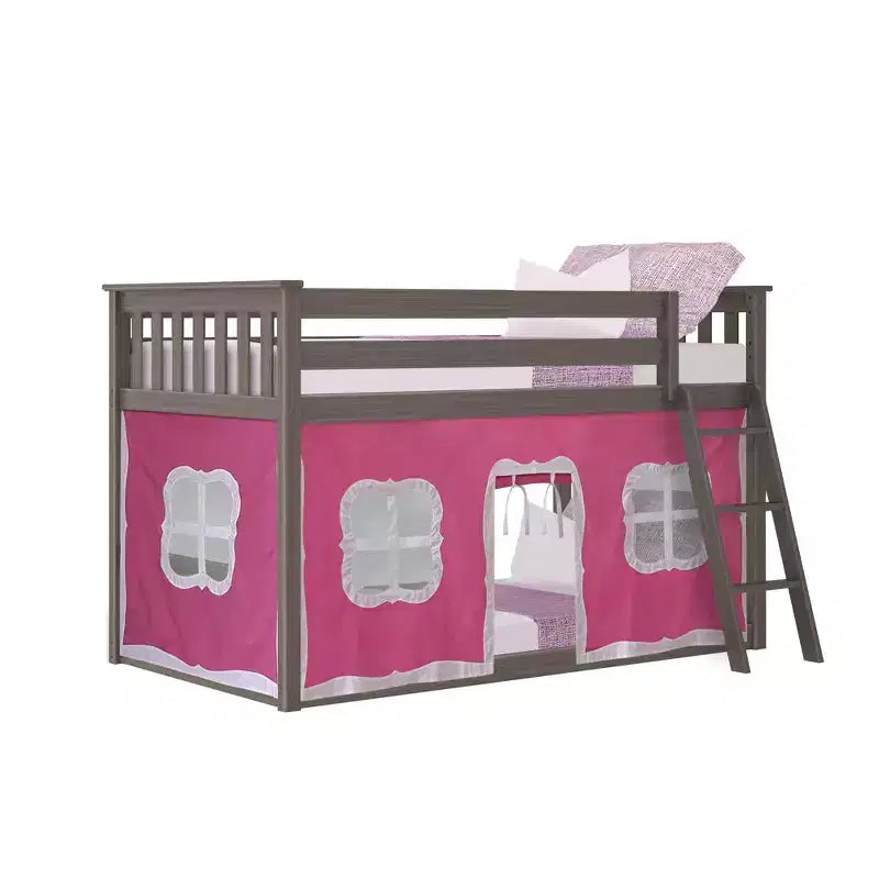 Max & Lily Letto a castello basso singolo su singolo con tende