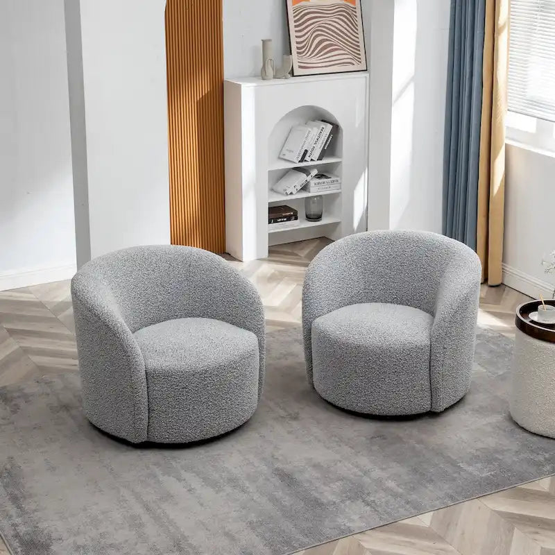 Poltrona girevole a barilotto imbottita KINWELL da 34 pollici (Set di 2)