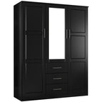 Palace Imports Armadio a 3 ante Cosmo 100% legno massello con ante in legno massello o a specchio