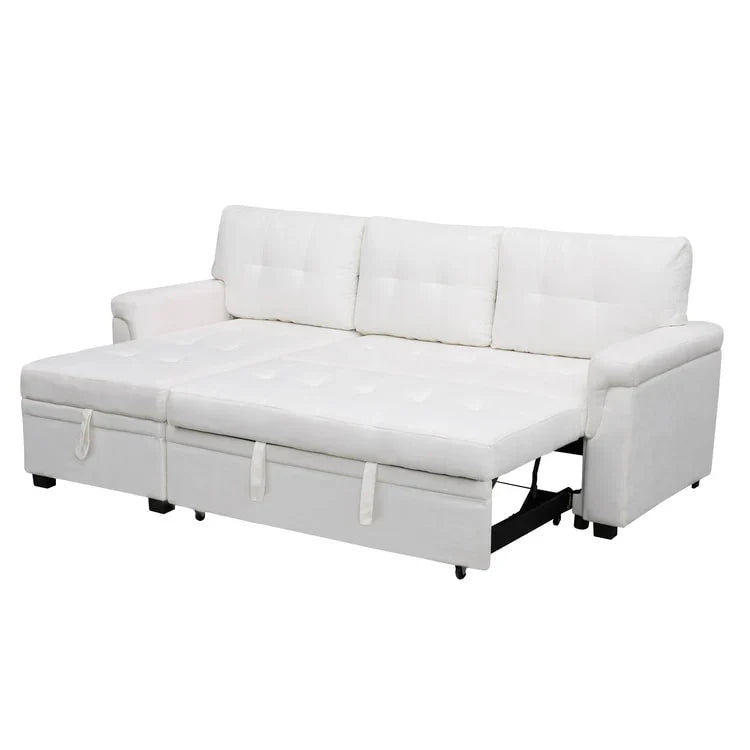 Divano sezionale reversibile con letto estraibile, chaise longue con contenitore nascosto, gambe durevoli,