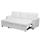 Divano sezionale reversibile con letto estraibile, chaise longue con contenitore nascosto, gambe durevoli,