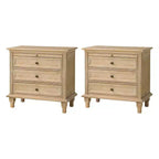 Giorgio 3 - Comodino con 3 cassetti e prese integrate, set da 2|HULALA HOME