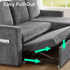 Divano Letto Estraibile 2 in 1 Dyonery con Chaise Longue Contenitore e USB, Divano Angolare in Velluto a Coste per Soggiorno