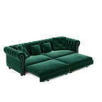 Canapé-lit gigogne 3-en-1 King Size Whisen Velvet et canapé convertible avec pouf mobile, design capitonné