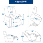 Poltrona Reclinabile Power Lift con Massaggio e Calore, Poltrone Reclinabili Larghe Imbottite Lazy Boy con USB, Porte Type C e 2 Portabicchieri in Acciaio