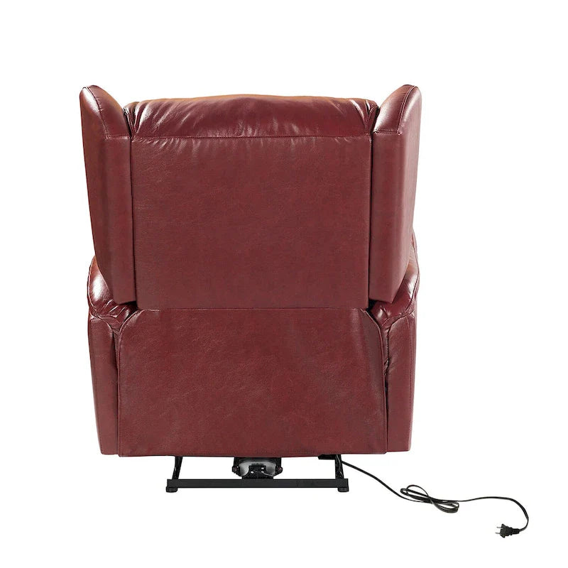 Poltrona reclinabile elettrica in vera pelle con porta USB – Set da 2, schienale alto con borchie
