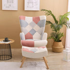 Poltrona con Pouf, Set Sedia e Ottomana per Soggiorno, Comoda Poltroncina Laterale per Camera da Letto, Superficie in Tessuto con Giunture Creative